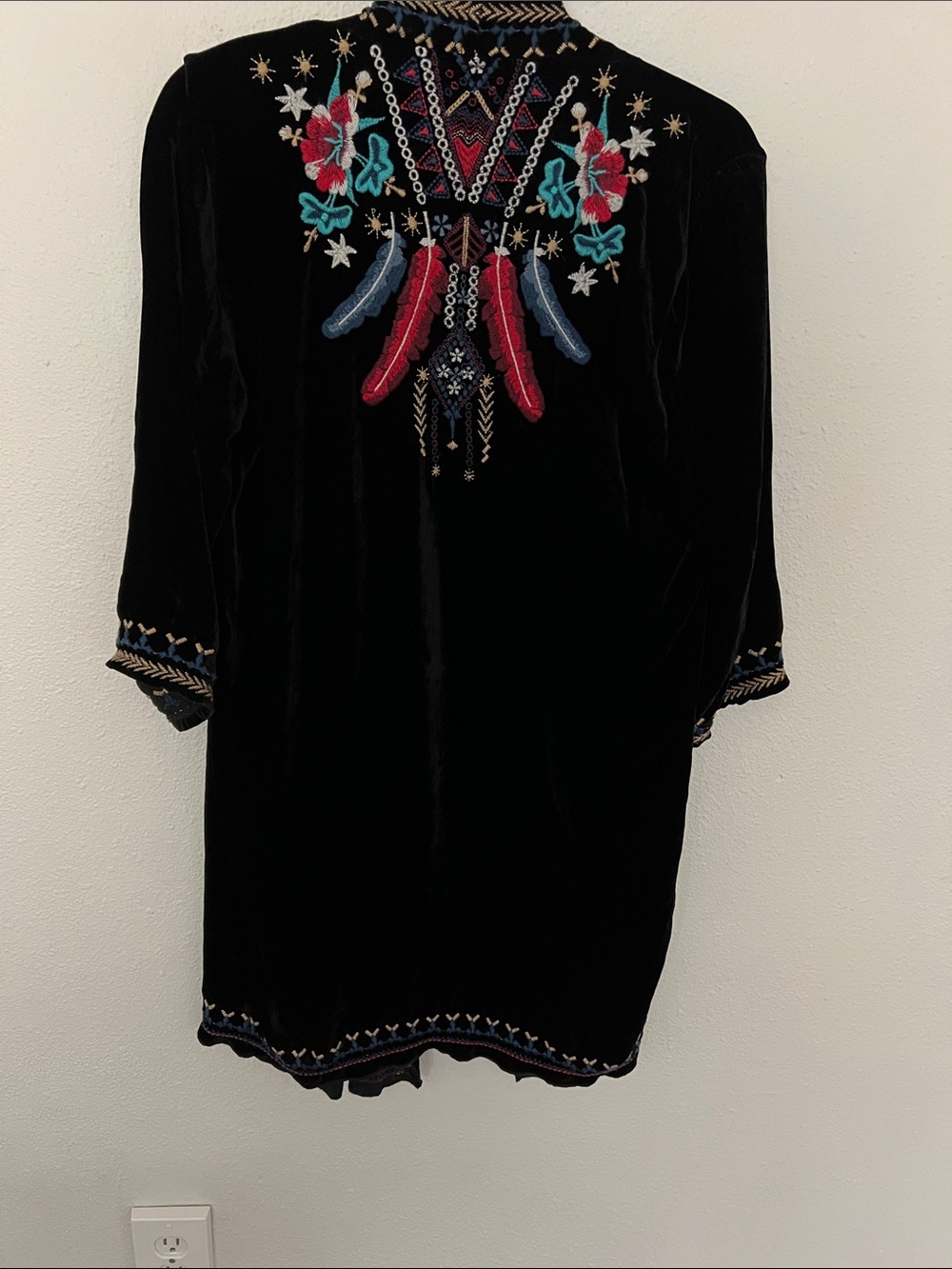 Johnny Was Black Velvet Robe Size M